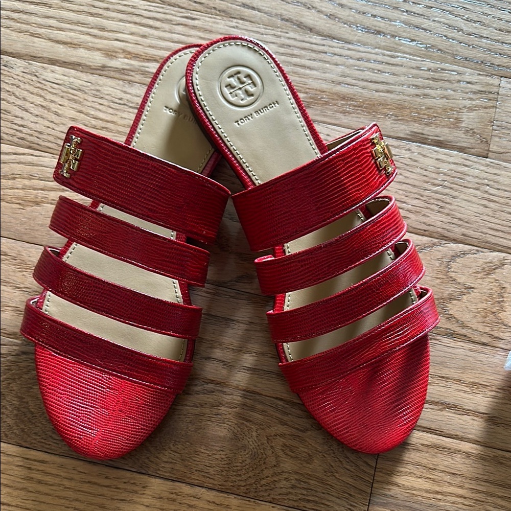 Tory Burch Kira Multi Band Sandal - Red - NWT in Box